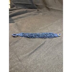 Boho Beaded Bracelet Blue Multi Strand Charm Clasp